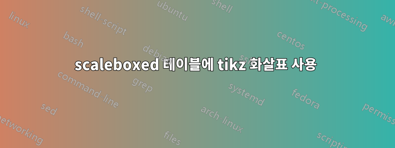 scaleboxed 테이블에 tikz 화살표 사용