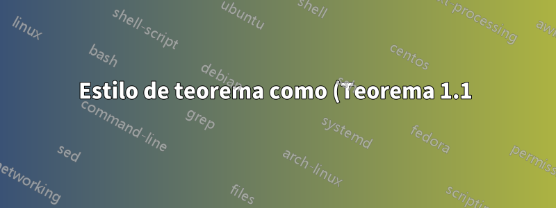 Estilo de teorema como (Teorema 1.1) e teoremas personalizados como (Teorema do Valor Intermediário 1.2)