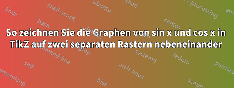 So zeichnen Sie die Graphen von sin x und cos x in TikZ auf zwei separaten Rastern nebeneinander