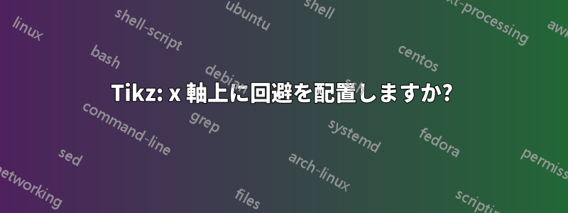 Tikz: x 軸上に回避を配置しますか?