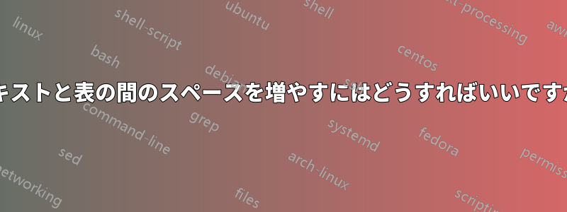 テキストと表の間のスペースを増やすにはどうすればいいですか?