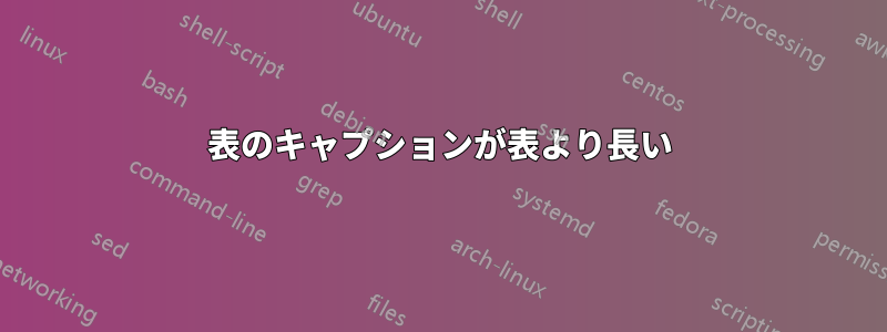 表のキャプションが表より長い