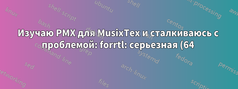 Изучаю PMX для MusixTex и сталкиваюсь с проблемой: forrtl: серьезная (64): ошибка преобразования входных данных, блок -5, файл Внутренний форматированный чтение