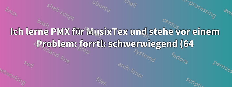 Ich lerne PMX für MusixTex und stehe vor einem Problem: forrtl: schwerwiegend (64): Eingabekonvertierungsfehler, Einheit -5, Datei intern formatiert lesen