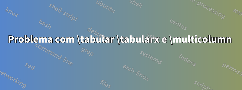 Problema com \tabular \tabularx e \multicolumn