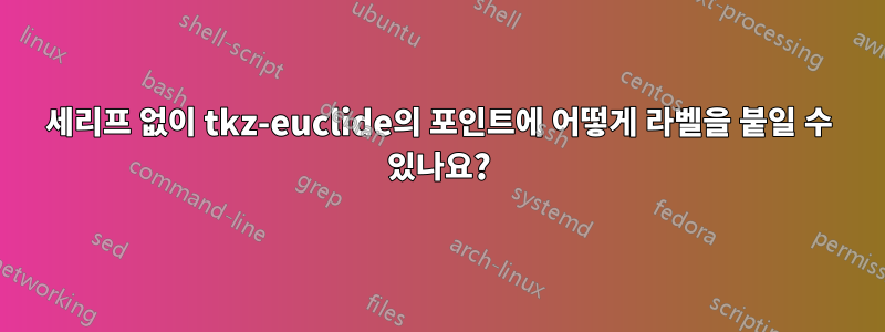 세리프 없이 tkz-euclide의 포인트에 어떻게 라벨을 붙일 수 있나요?