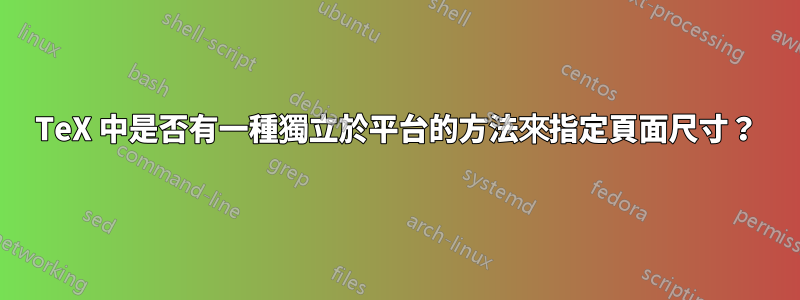 TeX 中是否有一種獨立於平台的方法來指定頁面尺寸？