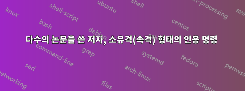 다수의 논문을 쓴 저자, 소유격(속격) 형태의 인용 명령