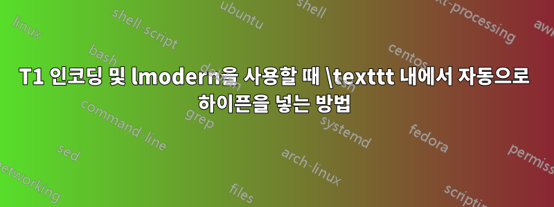 T1 인코딩 및 lmodern을 사용할 때 \texttt 내에서 자동으로 하이픈을 넣는 방법
