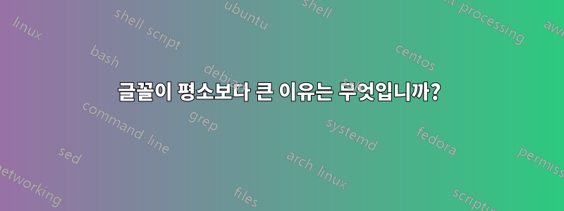 글꼴이 평소보다 큰 이유는 무엇입니까?