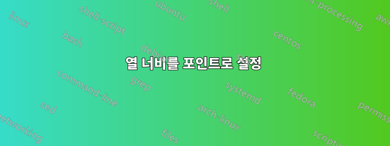 열 너비를 포인트로 설정
