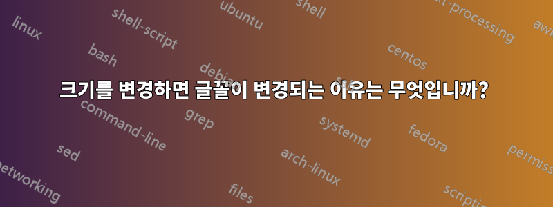 크기를 변경하면 글꼴이 변경되는 이유는 무엇입니까?