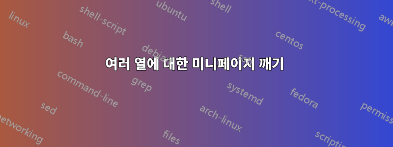 여러 열에 대한 미니페이지 깨기