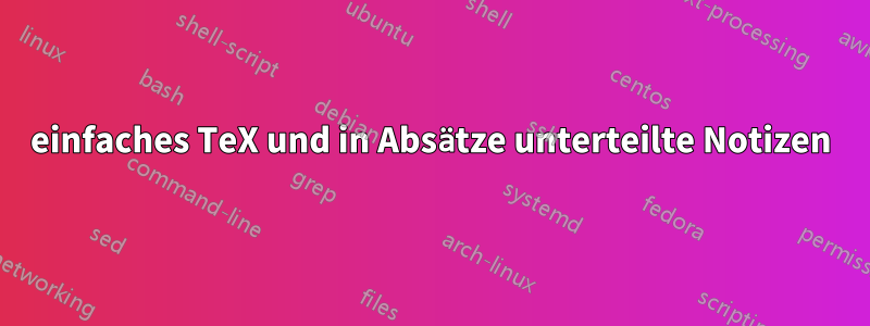 einfaches TeX und in Absätze unterteilte Notizen