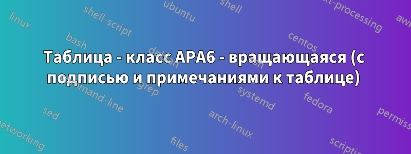 Таблица - класс APA6 - вращающаяся (с подписью и примечаниями к таблице)