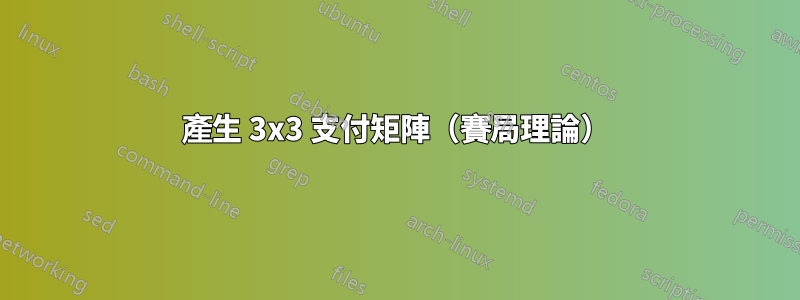 產生 3x3 支付矩陣（賽局理論）