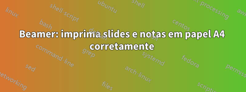 Beamer: imprima slides e notas em papel A4 corretamente