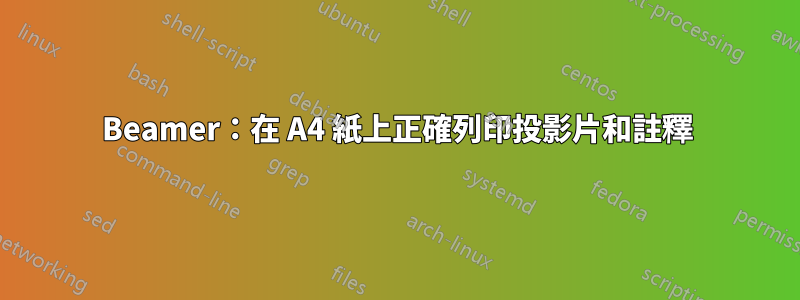 Beamer：在 A4 紙上正確列印投影片和註釋