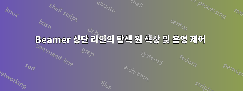 Beamer 상단 라인의 탐색 원 색상 및 음영 제어