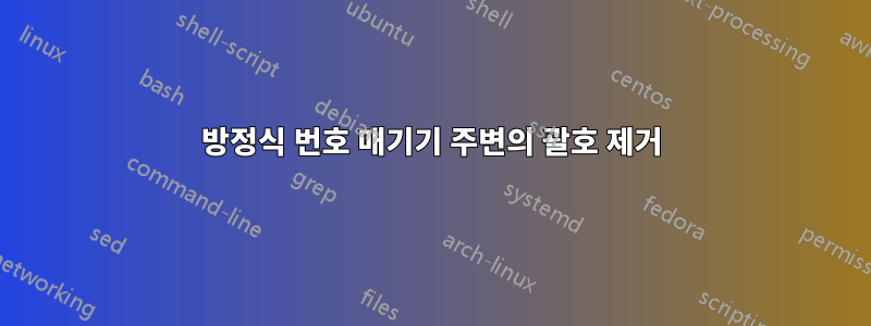 방정식 번호 매기기 주변의 괄호 제거