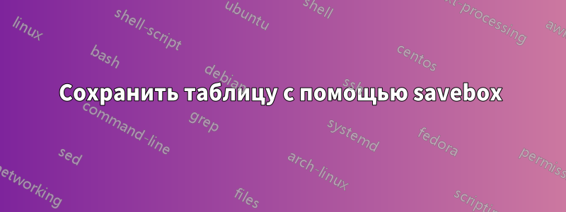 Сохранить таблицу с помощью savebox