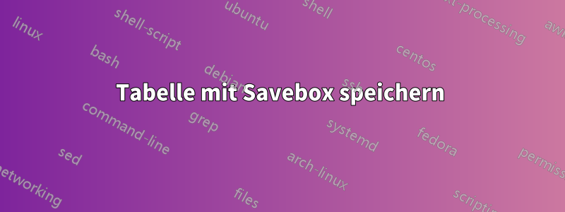 Tabelle mit Savebox speichern