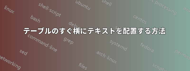 テーブルのすぐ横にテキストを配置する方法