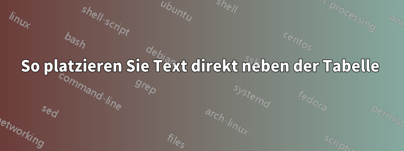 So platzieren Sie Text direkt neben der Tabelle