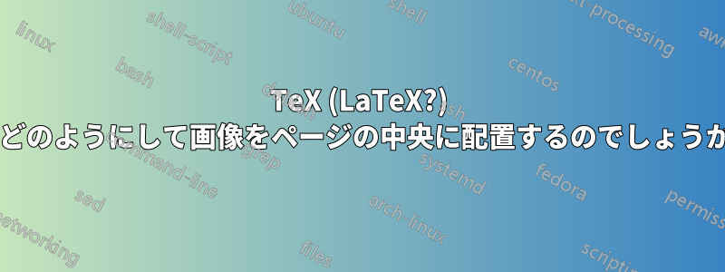 TeX (LaTeX?) はどのようにして画像をページの中央に配置するのでしょうか?