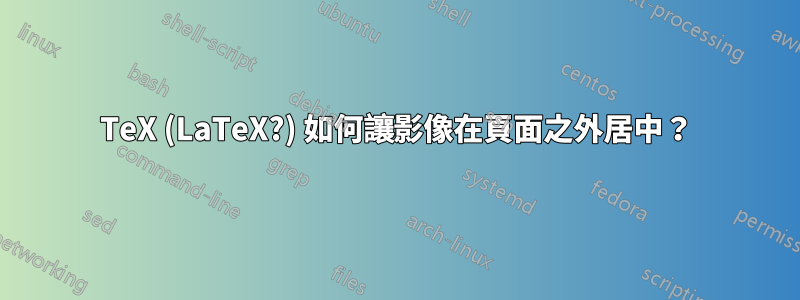 TeX (LaTeX?) 如何讓影像在頁面之外居中？