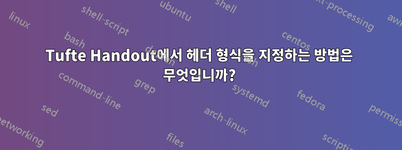 Tufte Handout에서 헤더 형식을 지정하는 방법은 무엇입니까?