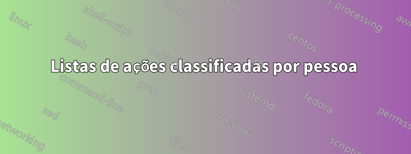 Listas de ações classificadas por pessoa