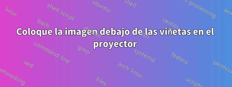 Coloque la imagen debajo de las viñetas en el proyector