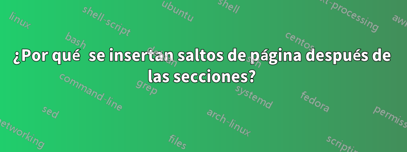 ¿Por qué se insertan saltos de página después de las secciones?