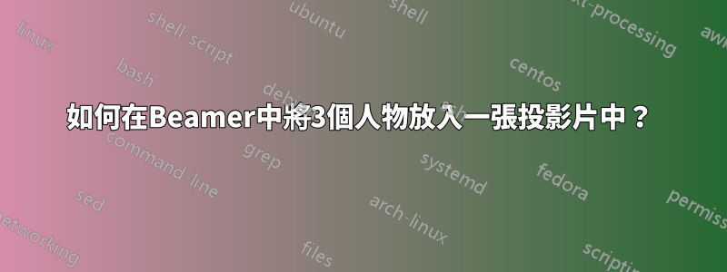 如何在Beamer中將3個人物放入一張投影片中？