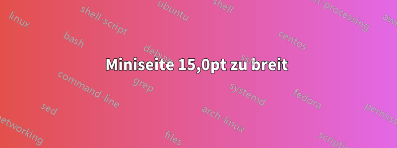 Miniseite 15,0pt zu breit