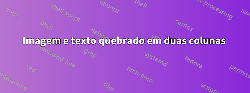 Imagem e texto quebrado em duas colunas