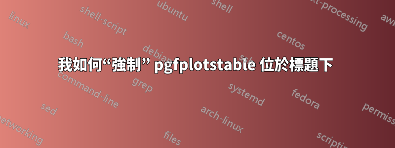 我如何“強制” pgfplotstable 位於標題下