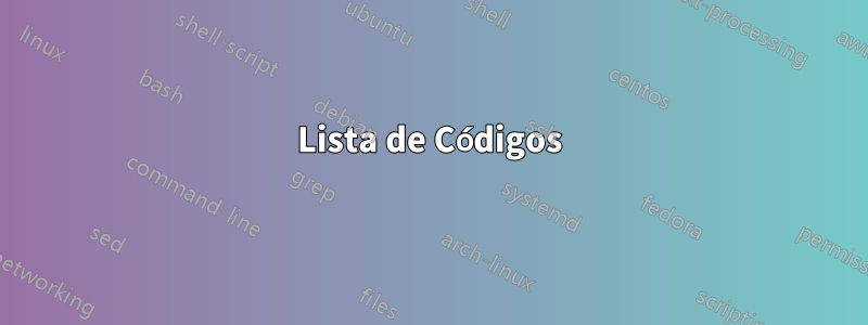 Lista de Códigos