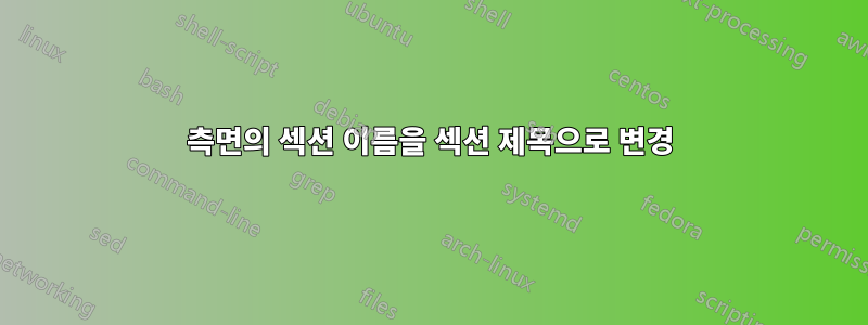 측면의 섹션 이름을 섹션 제목으로 변경