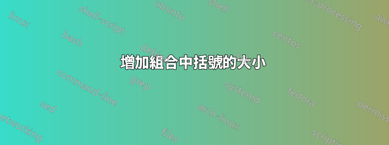 增加組合中括號的大小