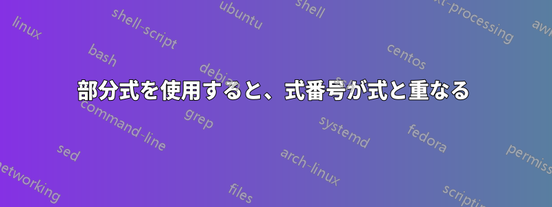 部分式を使用すると、式番号が式と重なる