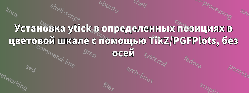 Установка ytick в определенных позициях в цветовой шкале с помощью TikZ/PGFPlots, без осей