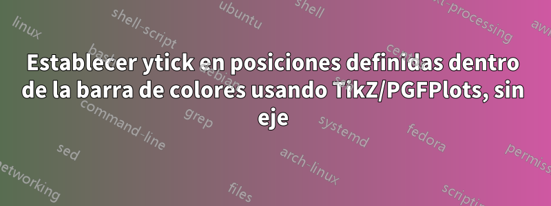 Establecer ytick en posiciones definidas dentro de la barra de colores usando TikZ/PGFPlots, sin eje