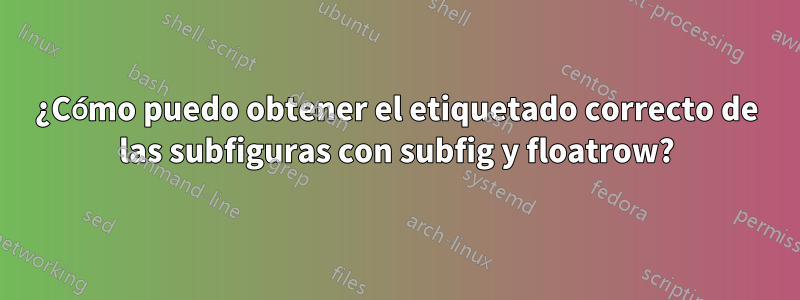 ¿Cómo puedo obtener el etiquetado correcto de las subfiguras con subfig y floatrow?