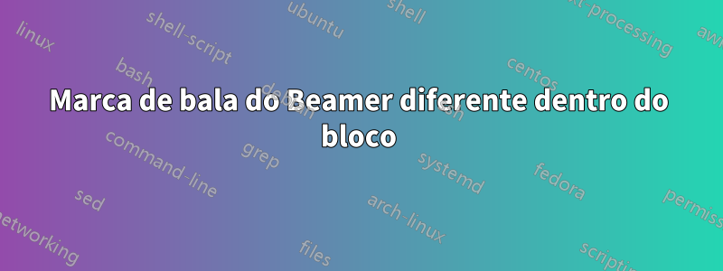 Marca de bala do Beamer diferente dentro do bloco