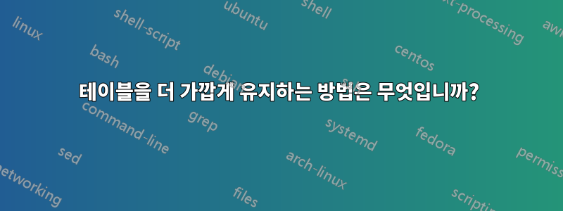 테이블을 더 가깝게 유지하는 방법은 무엇입니까?