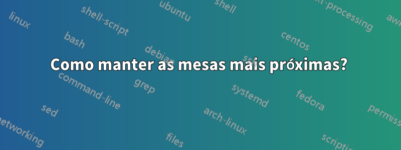 Como manter as mesas mais próximas?