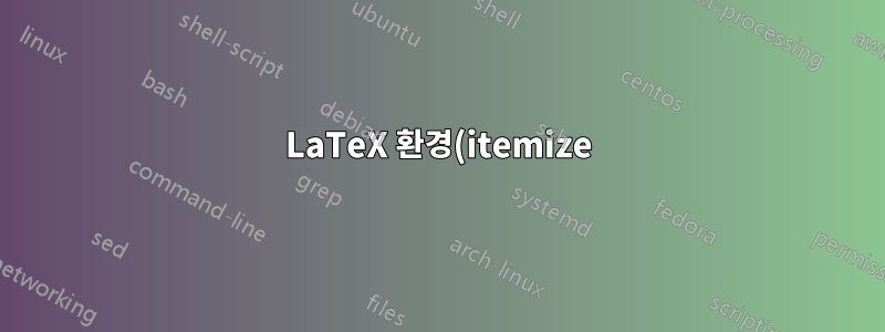 LaTeX 환경(itemize)을 숨기기 위해 phantom을 사용할 수 있습니까?