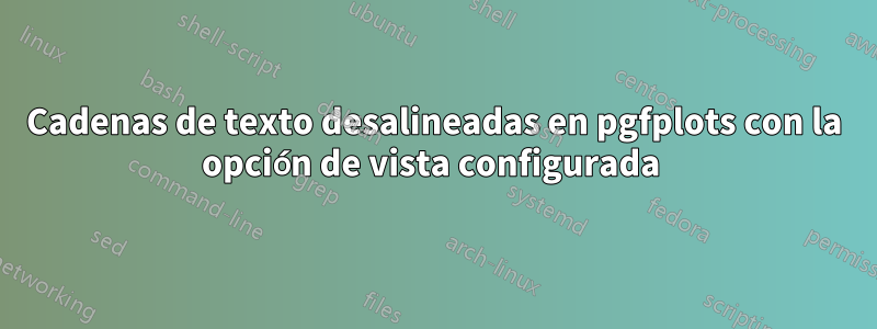 Cadenas de texto desalineadas en pgfplots con la opción de vista configurada 